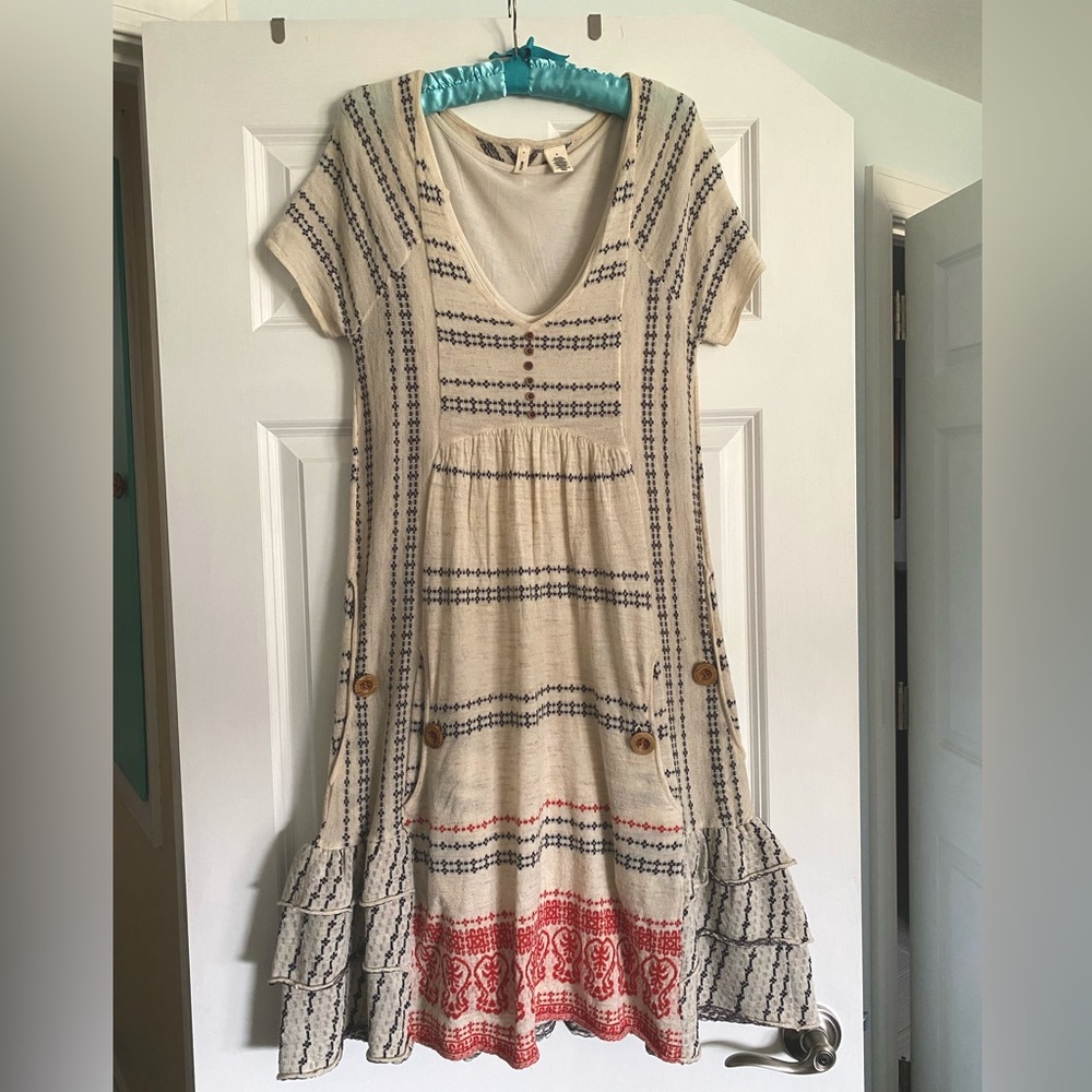 Anthropologie Moth Lolland Sweater Dress Sz M Wool Cotton Cap Sleeve RARE HTF